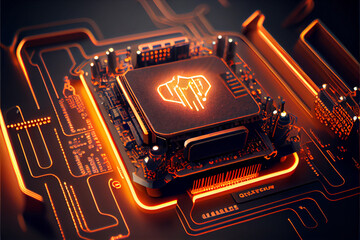 edge computing processor.Innovative industry concept of edge computing. Industrial technology. High quality ai generated illustration.