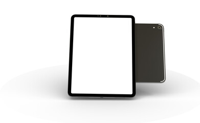 Modern black tablet computer isolated on white background. Tablet pc