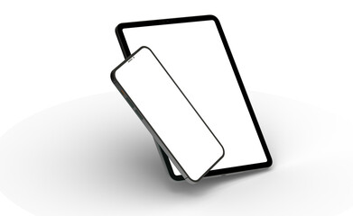 Modern black tablet computer isolated on white background. Tablet pc