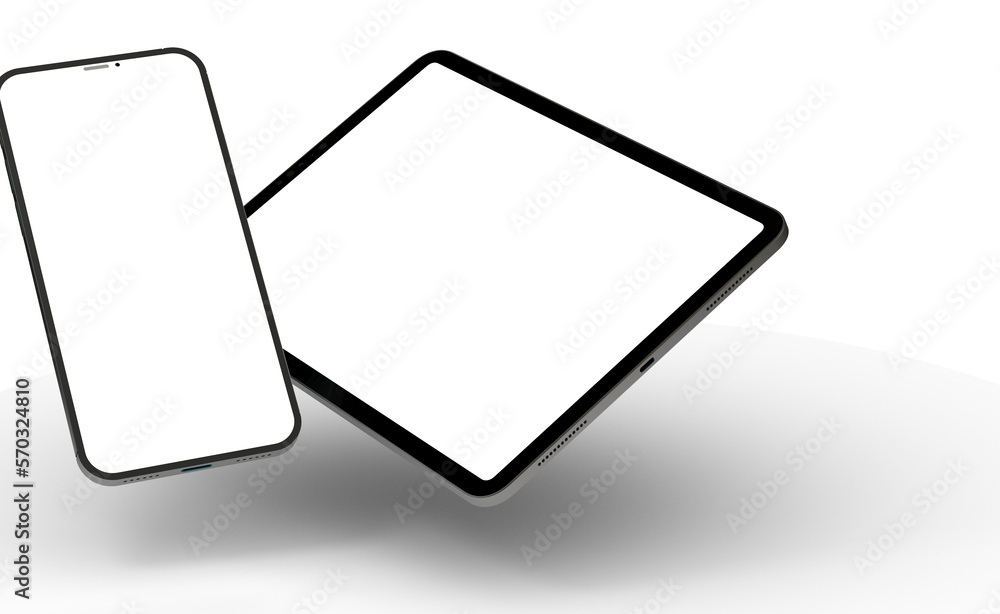 Poster 3d brandless tablet with empty screen isolated on white background