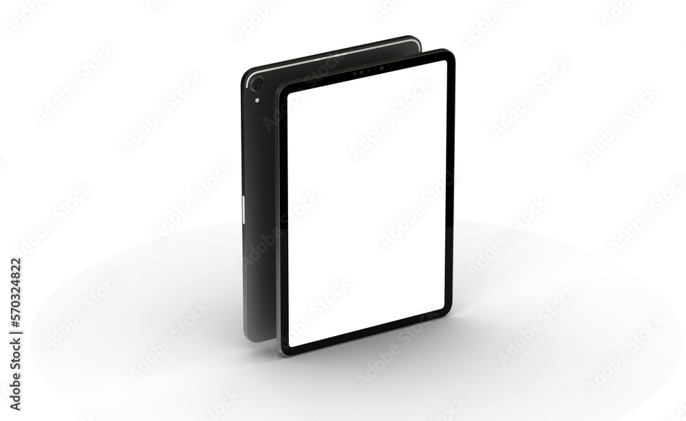 Poster 3d brandless tablet with empty screen isolated on white background