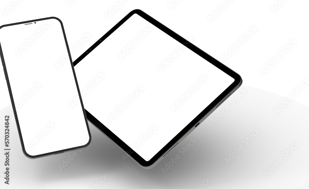 Poster 3d brandless tablet with empty screen isolated on white background