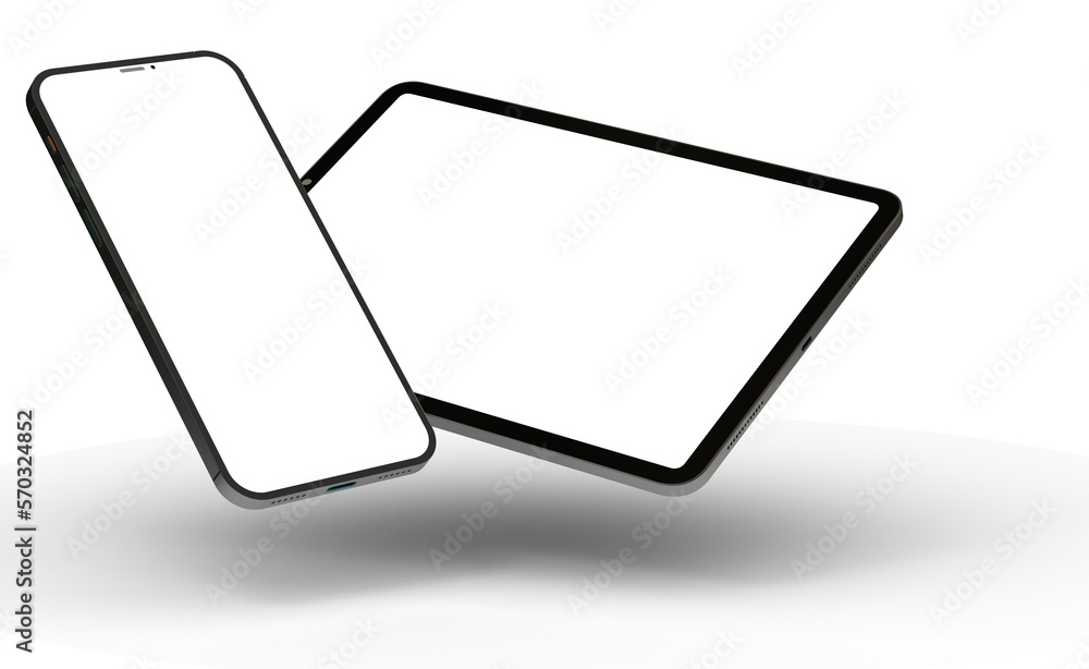 Poster 3d brandless tablet with empty screen isolated on white background