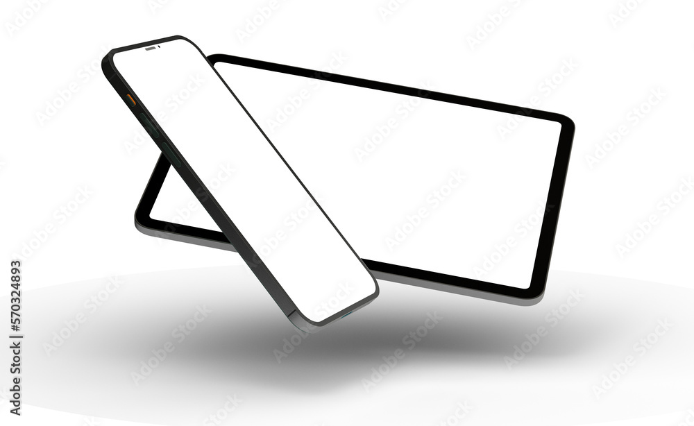 Poster 3d brandless tablet with empty screen isolated on white background
