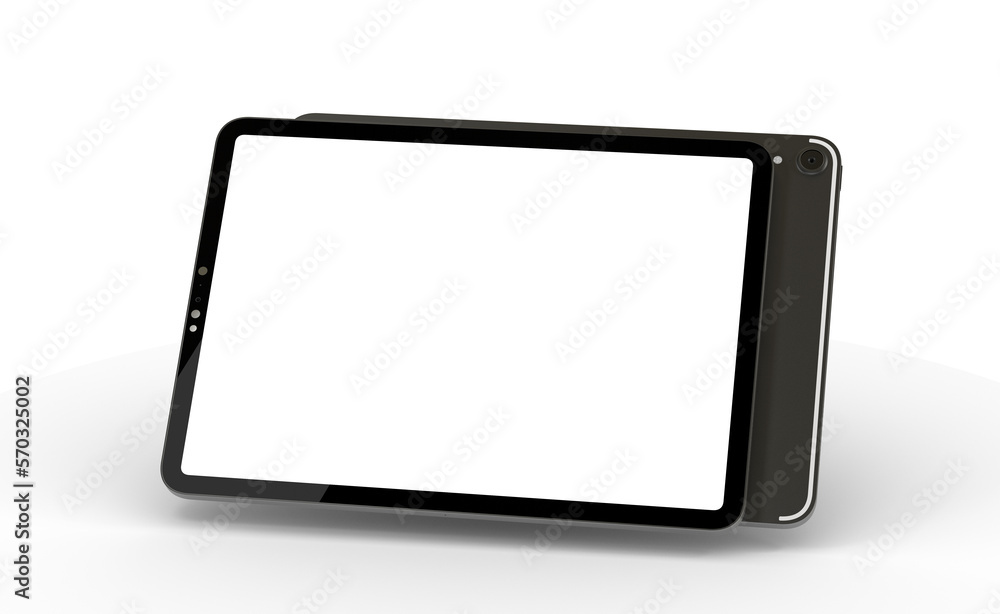 Poster 3d brandless tablet with empty screen isolated on white background