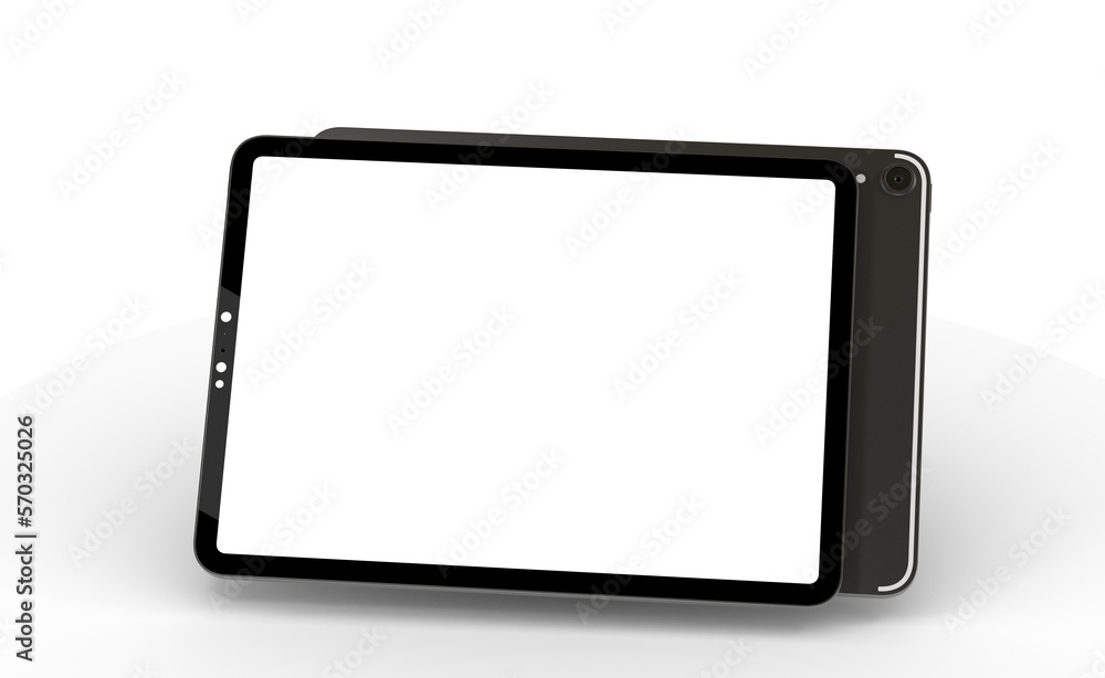 Poster 3d brandless tablet with empty screen isolated on white background