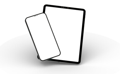Obraz na płótnie Canvas Realistic horizontal black tablet pc pad computer mockups