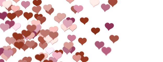 Falling love heart confetti 3d illustration