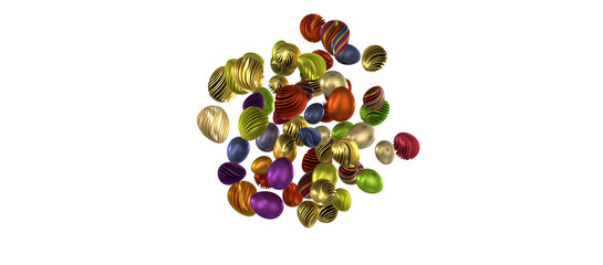 3d render illustration. Set of chocolate easter eggs