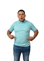 Fototapeta premium person who has gained weight gesturing