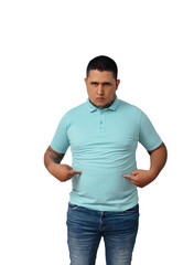 person who has gained weight gesturing