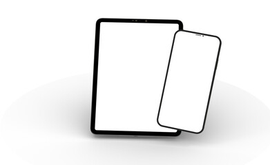 Obraz na płótnie Canvas Gadgets including smartphone, digital tablet and laptop, blank screen with
