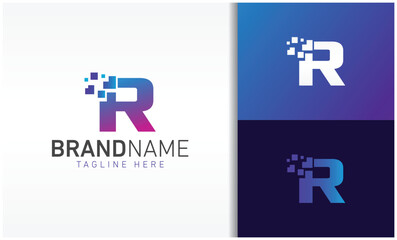 letter R pixels logo