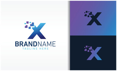 Fototapeta premium letter X pixels logo