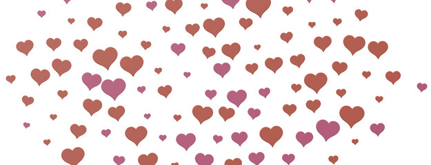 3D illustration of hearts falling