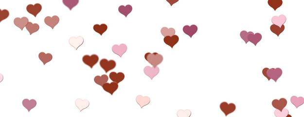 hearts on a transparent background. 3D rendering. for valentine's day and wedding. PNG Rain from hearts.