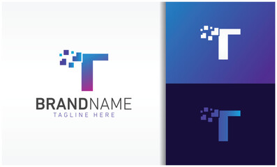 Obraz premium letter T pixels logo