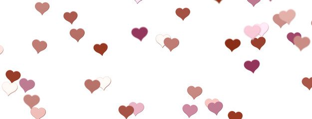 hearts on a transparent background. 3D rendering. for valentine's day and wedding. PNG Rain from hearts.