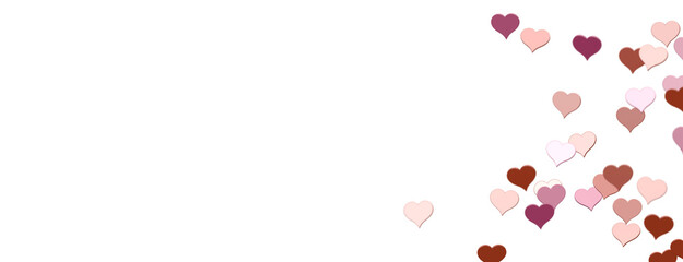 hearts on a transparent background. 3D rendering. for valentine's day and wedding. PNG Rain from hearts.