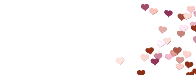 hearts on a transparent background. 3D rendering. for valentine's day and wedding. PNG Rain from hearts.