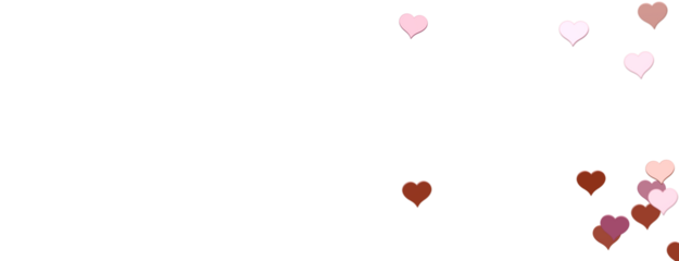 Falling red and pink hearts isolated on transparent background. Valentine’s day design