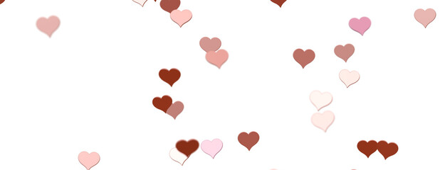hearts on a transparent background. 3D rendering. for valentine's day and wedding. PNG Rain from hearts.