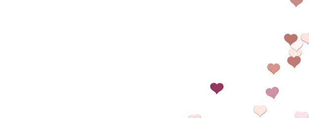 Falling red and pink hearts isolated on transparent background. Valentine’s day design