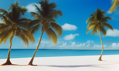 Obraz na płótnie Canvas palm trees on the white sand tropical beach