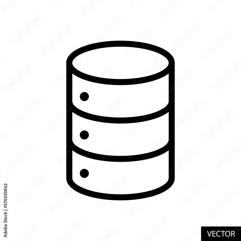 Poster database, computer server, storage vector icon in line style design for website, app, ui, isolated o