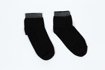 Socks on a white background. Socks on the leg.