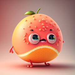 Obraz premium A cute fruit cartoon character, Generative AI