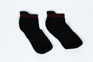 Socks on a white background. Socks on the leg.