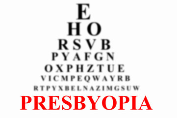 Concept de presbytie avec tableau optométrique Monoyer flou