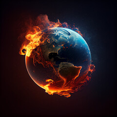 Global warming concept. The world is burning. AI generator