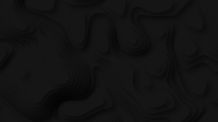 Paper cut abstract background. Dark carving art. Paper craft black waves. Minimalistic modern design for business presentations