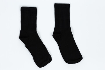 Socks on a white background. Socks on the leg.