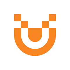 Letter U pixel technology logo design