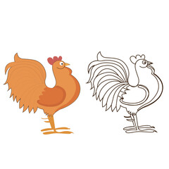 vector a cute chicken cartoon animal sticker and coloring page