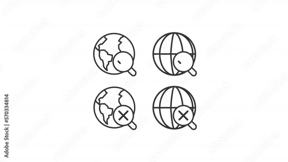 Aufkleber animated online search linear icons. error and failure. online inquiry. search engine. seamless loop