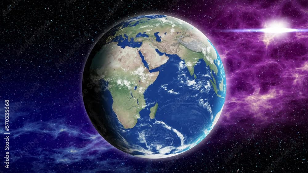 Sticker planet earth rotation - computer generated animation. night to day change. realistic world globe mov