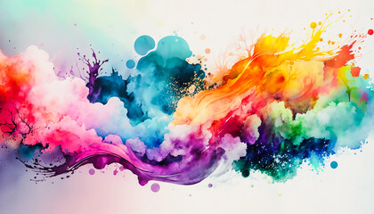 colorful watercolor painted overlay on painting paper backgrounds, Generative ai