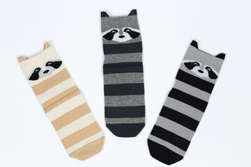 Socks on a white background. Socks on the leg.