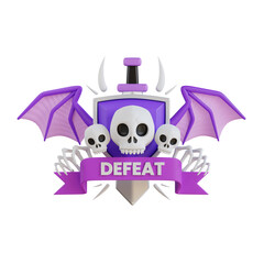 3d illustration The shield and sword of the demon of defeat.