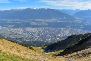 View of the mountain region Nordkette near Innsbruck in Austria