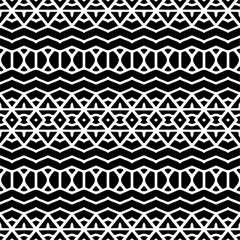 Vector geometric ornament in ethnic style. Seamless pattern with  abstract shapes,Black and white color. Repeating pattern for decor, textile and fabric.