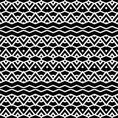 Vector geometric ornament in ethnic style. Seamless pattern with  abstract shapes,Black and white color. Repeating pattern for decor, textile and fabric.