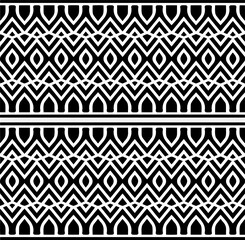 Vector geometric ornament in ethnic style. Seamless pattern with  abstract shapes,Black and white color. Repeating pattern for decor, textile and fabric.