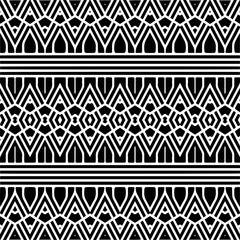 Vector geometric ornament in ethnic style. Seamless pattern with  abstract shapes,Black and white color. Repeating pattern for decor, textile and fabric.