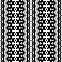 Vector geometric ornament in ethnic style. Seamless pattern with  abstract shapes,Black and white color. Repeating pattern for decor, textile and fabric.