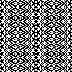 Vector geometric ornament in ethnic style. Seamless pattern with  abstract shapes,Black and white color. Repeating pattern for decor, textile and fabric.